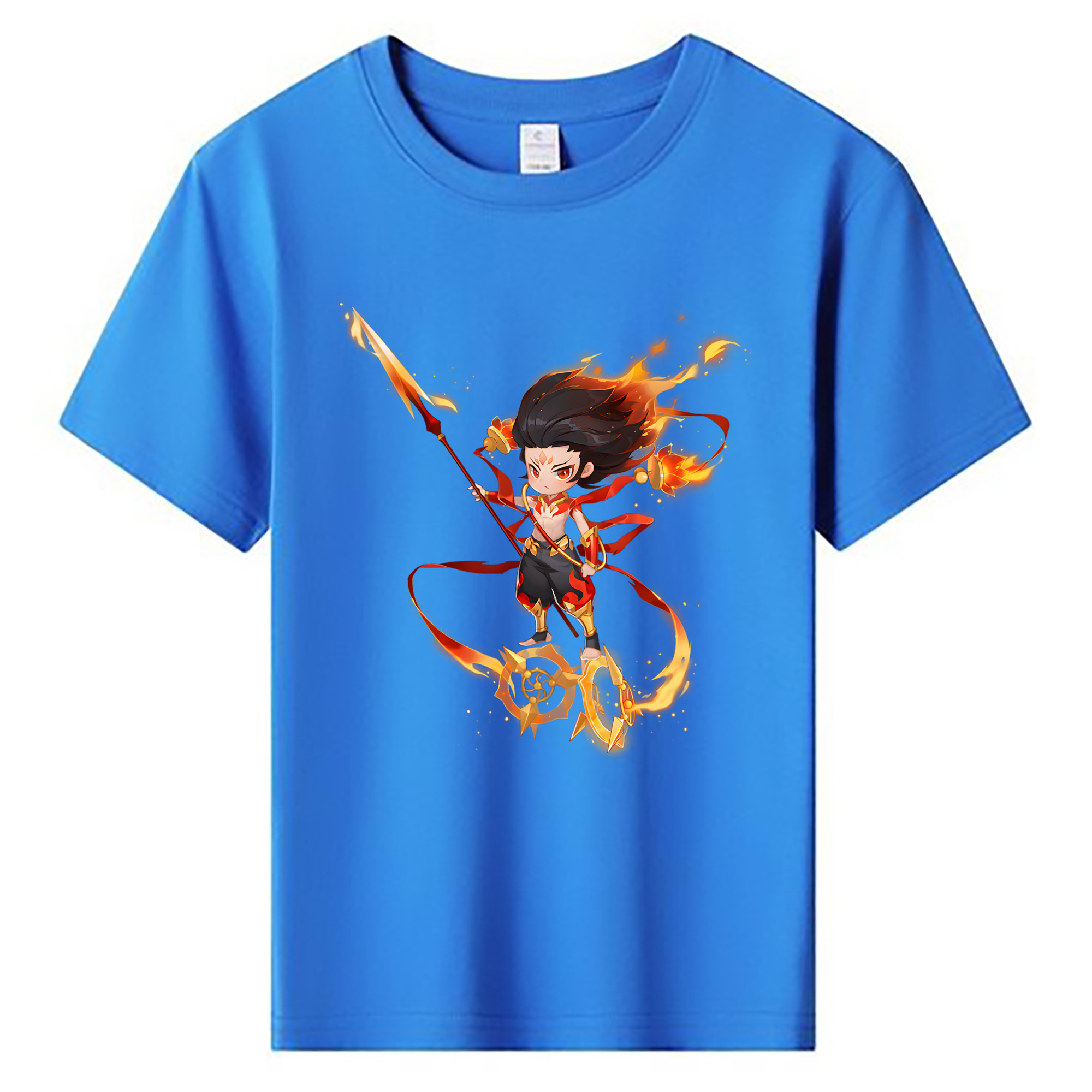 （画像用） Ne Zha 2 ナタ 魔童の大暴れ 綿100％キッズTシャツ（フロントプリント）